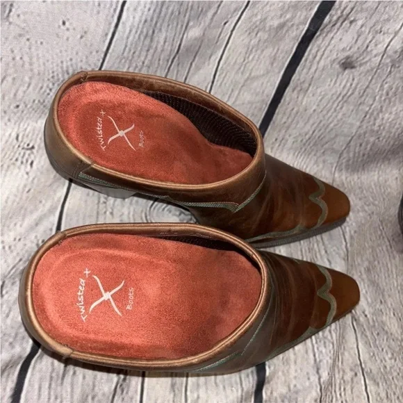 Twisted X Women’s High Heel Mule Western Dark Brown Leather Size 8.5 Slip-On - Picture 4 of 7